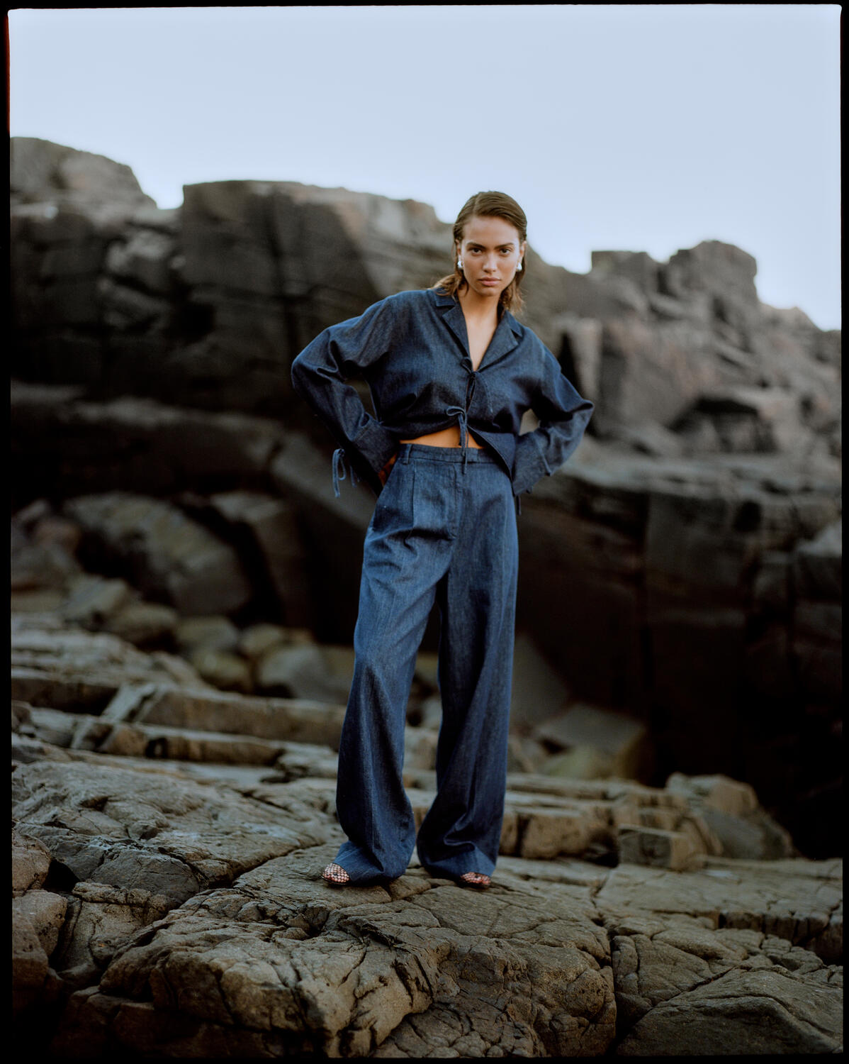 Alluet denimskjorte - Dark blue denim