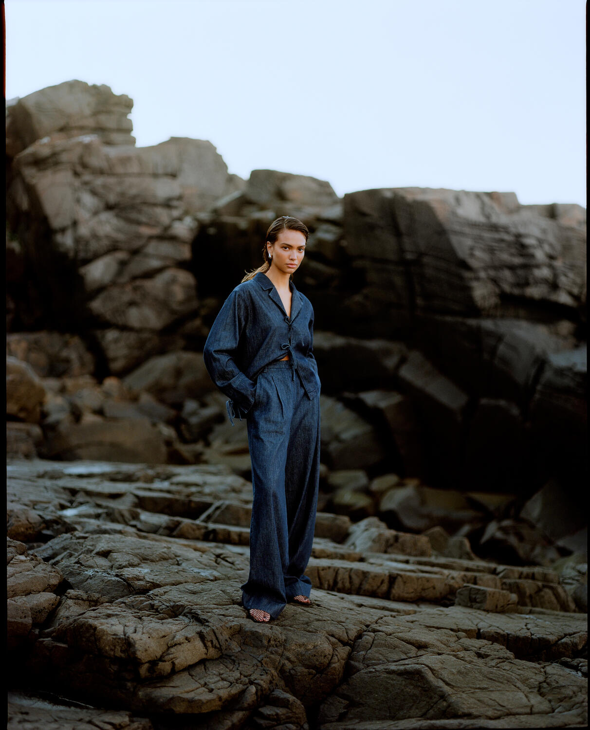 Alluet denimskjorte - Dark blue denim