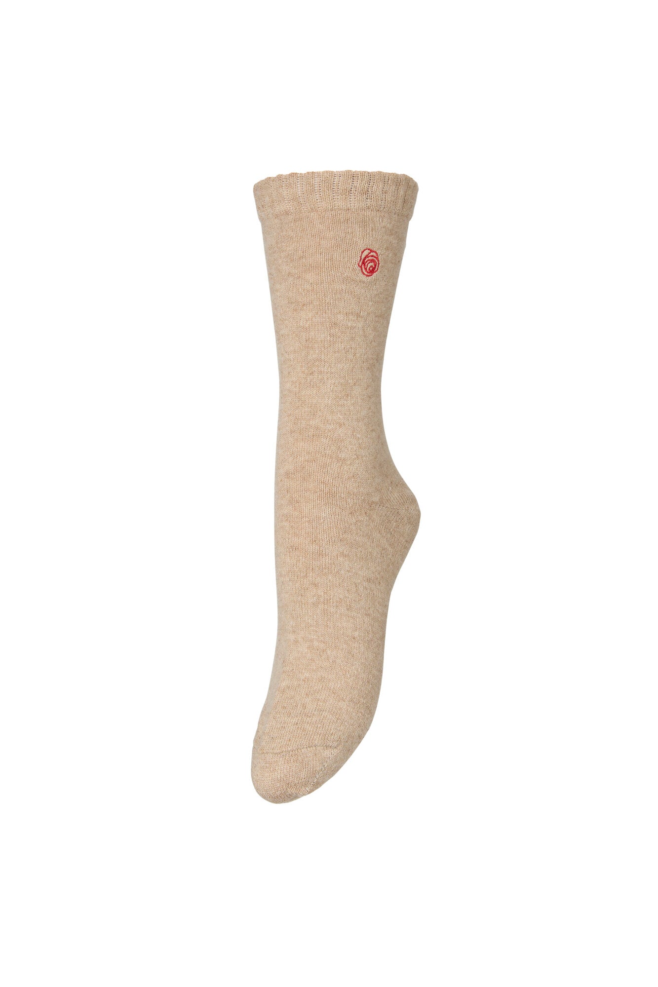 Rosea Wola uldstrømpe – Beige melange