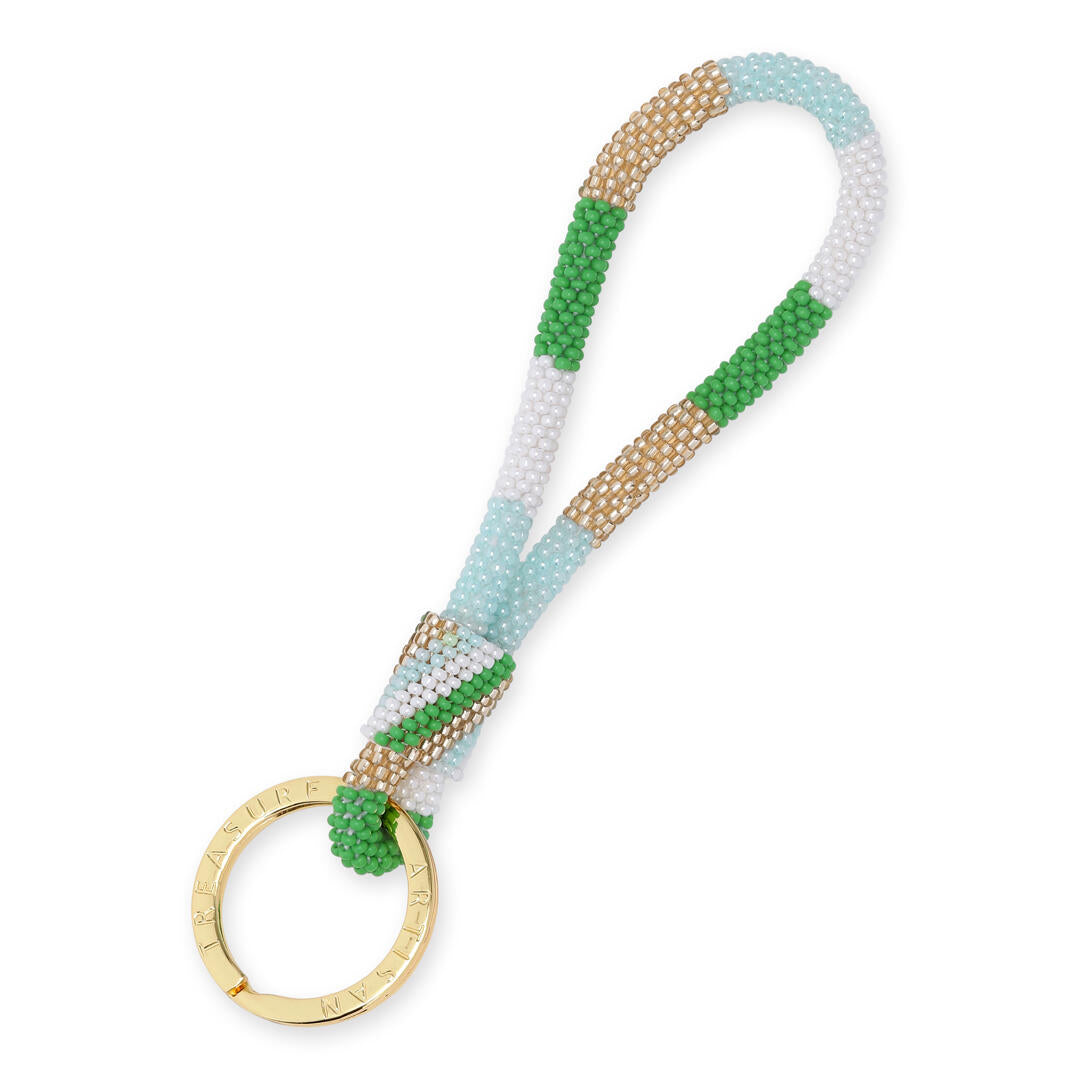 Vahine nøglering - hvid/grøn/mint/guldfarvet