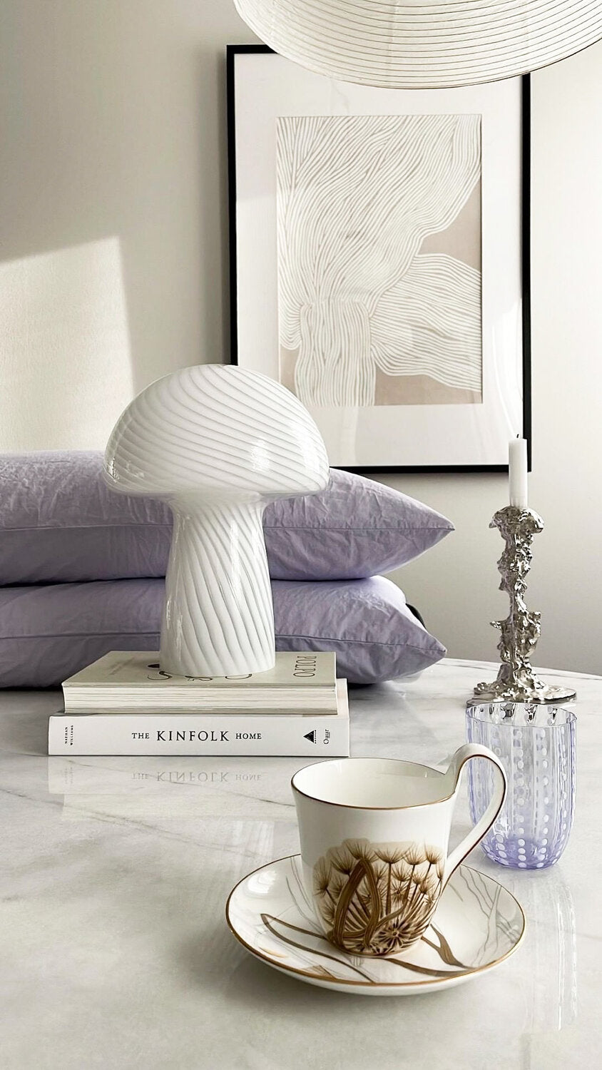 Mushroom bordlampe, hvid - H23 cm.