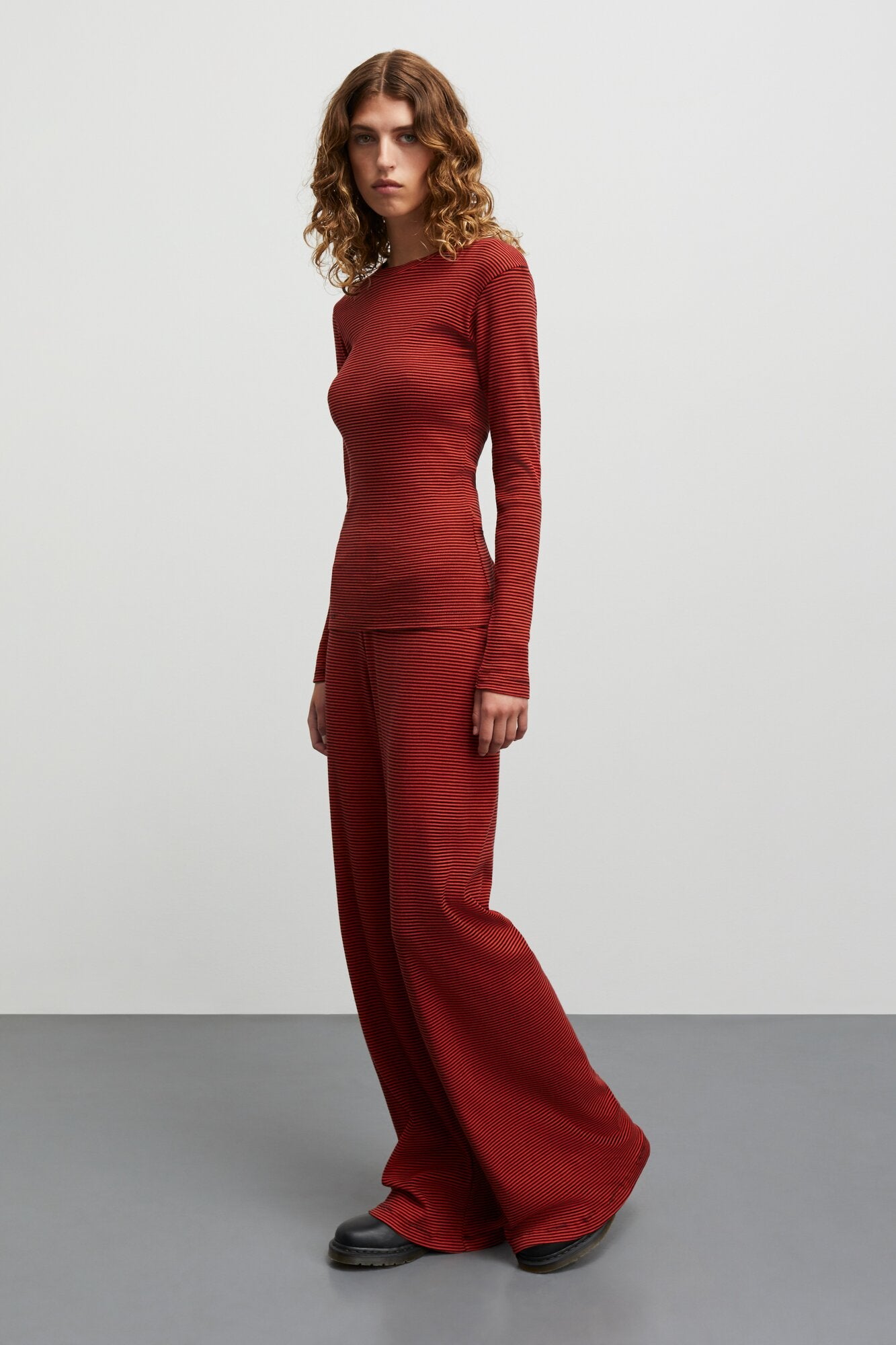 2X2 Cotton Stripe Velon løse bukser - Fiery Red/Black