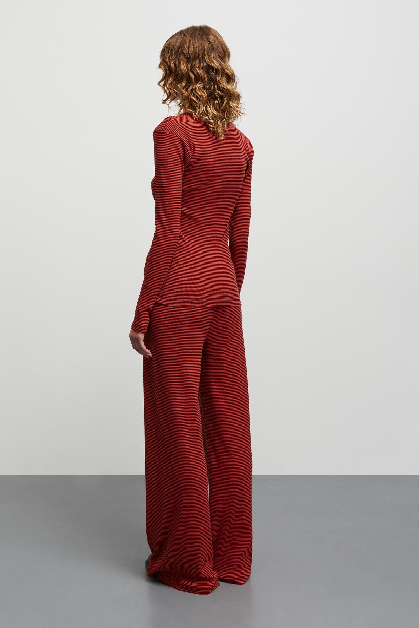 2X2 Cotton Stripe Velon løse bukser - Fiery Red/Black