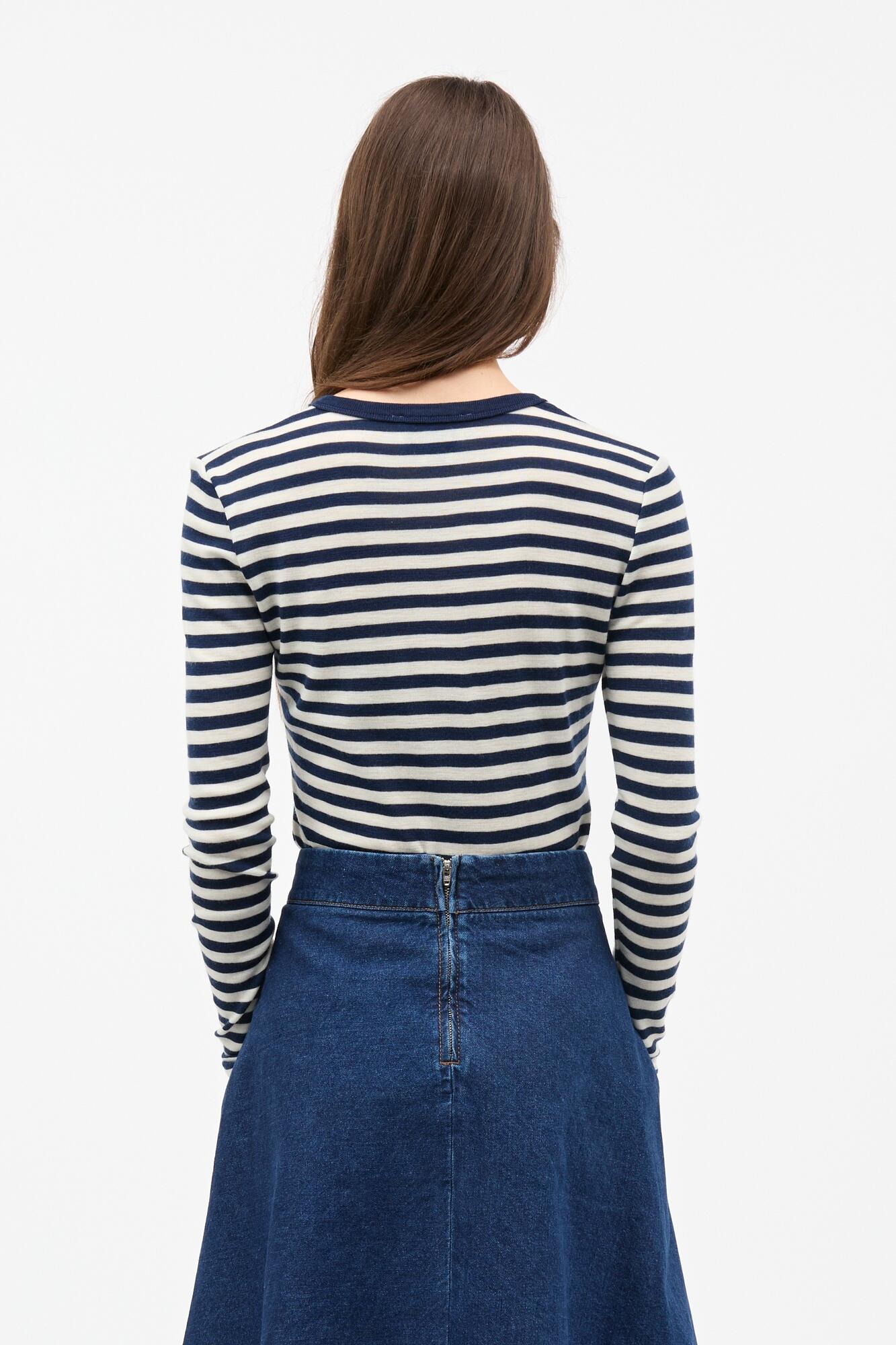 Fine Wool Sharon uldstriktrøje – Sky Captain/Vanilla Ice