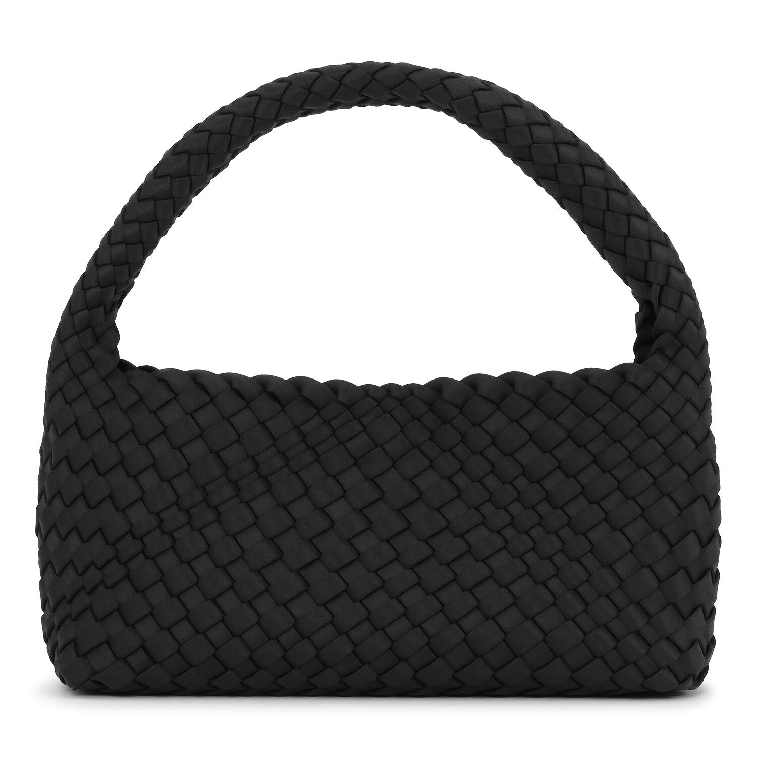 Woven Scuba Mini flettet skuldertaske – Black