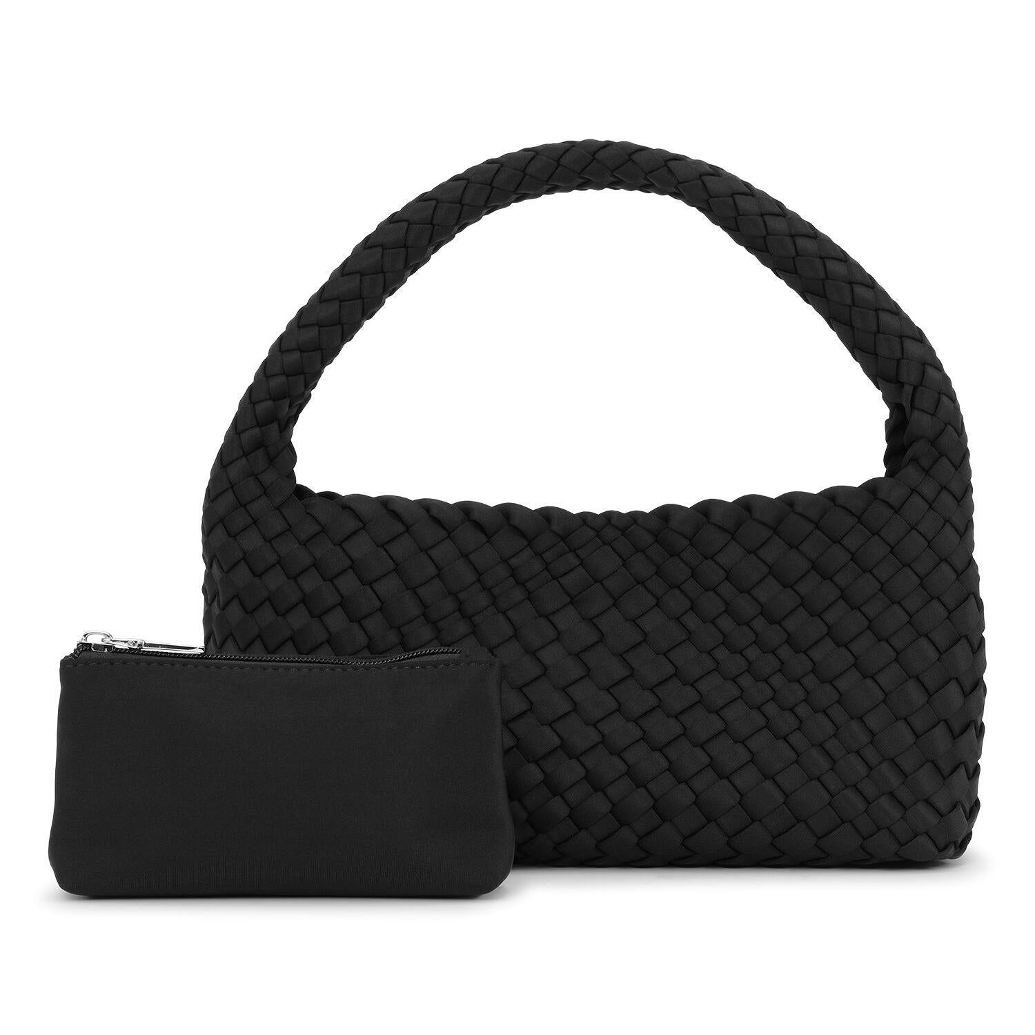 Woven Scuba Mini flettet skuldertaske – Black
