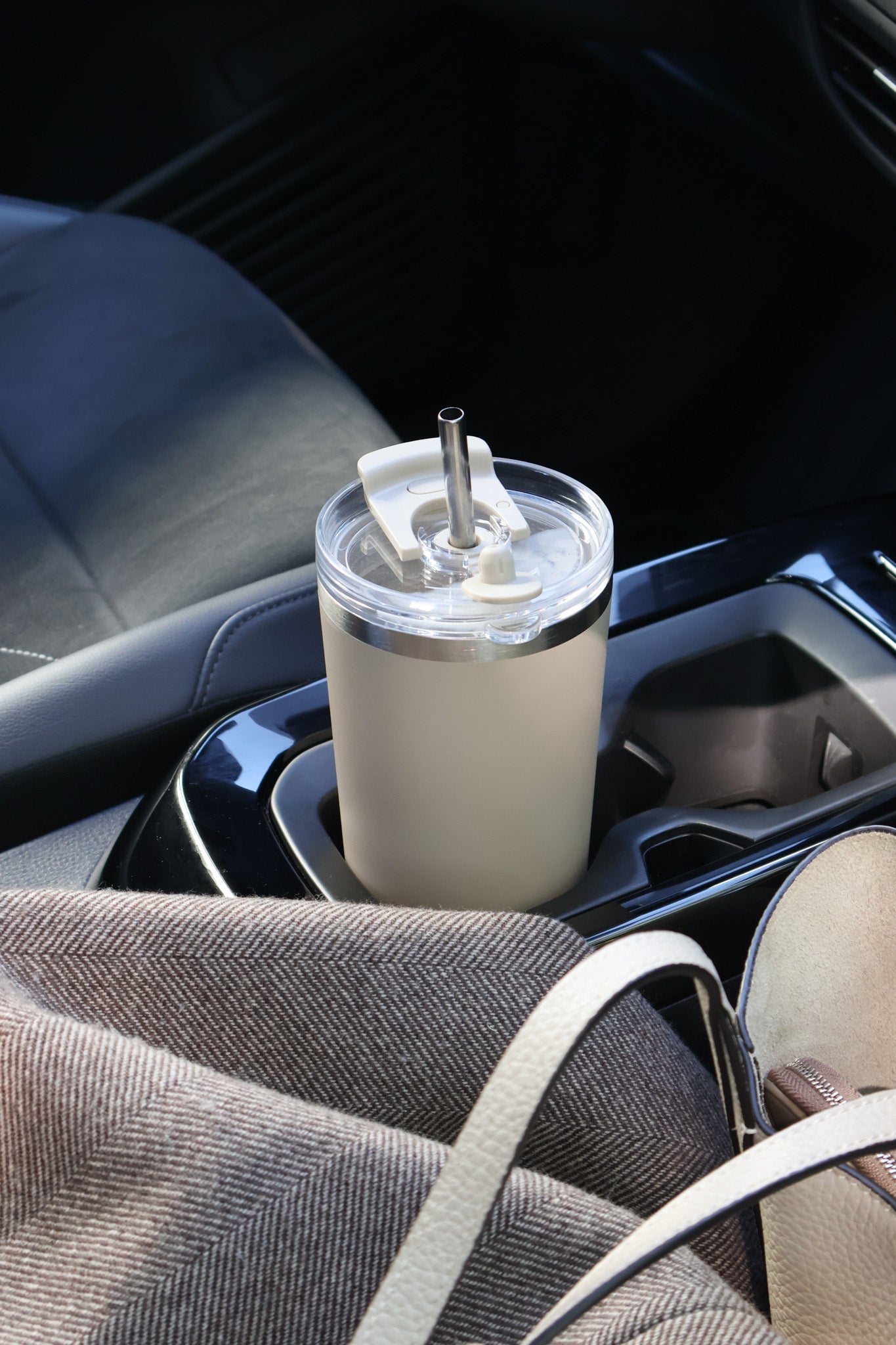 Termokop med sugerør, Cream Beige - 600 ml