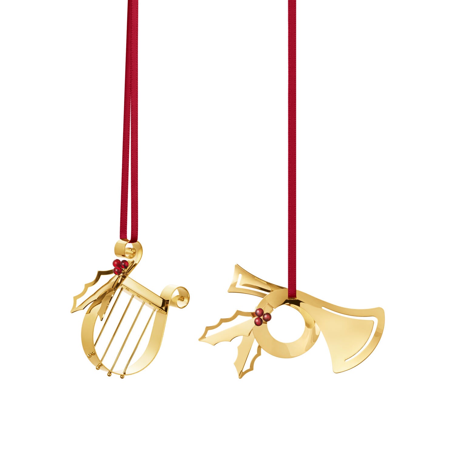 2026 Juleornamentsæt m. bånd - forgyldt