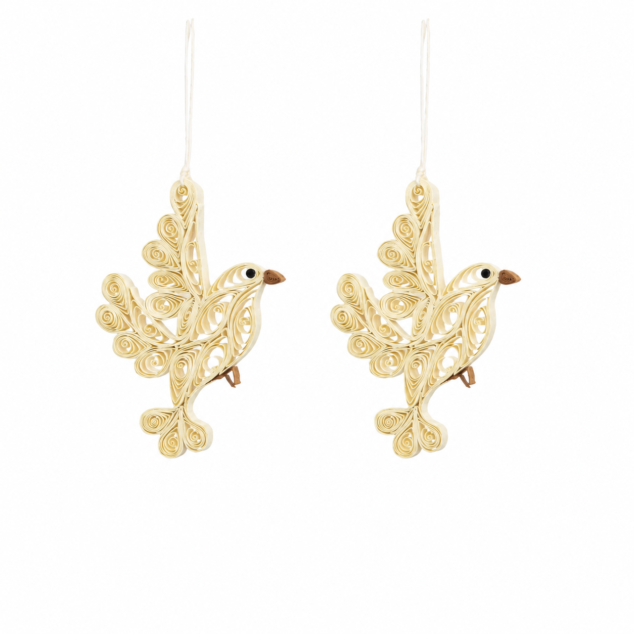 Quilled Dove juleophæng, 2 stk – Offwhite