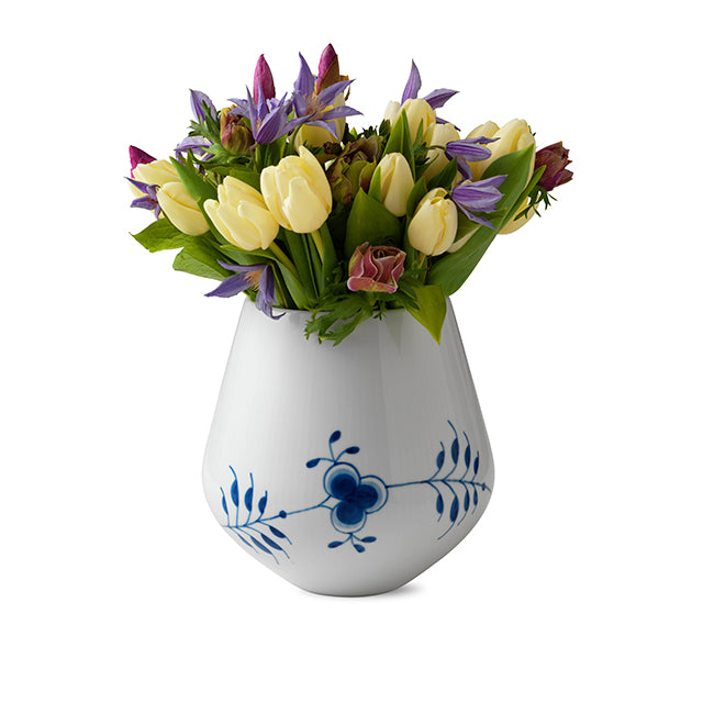 Blå Mega Riflet vase mellem - H20,5 cm.