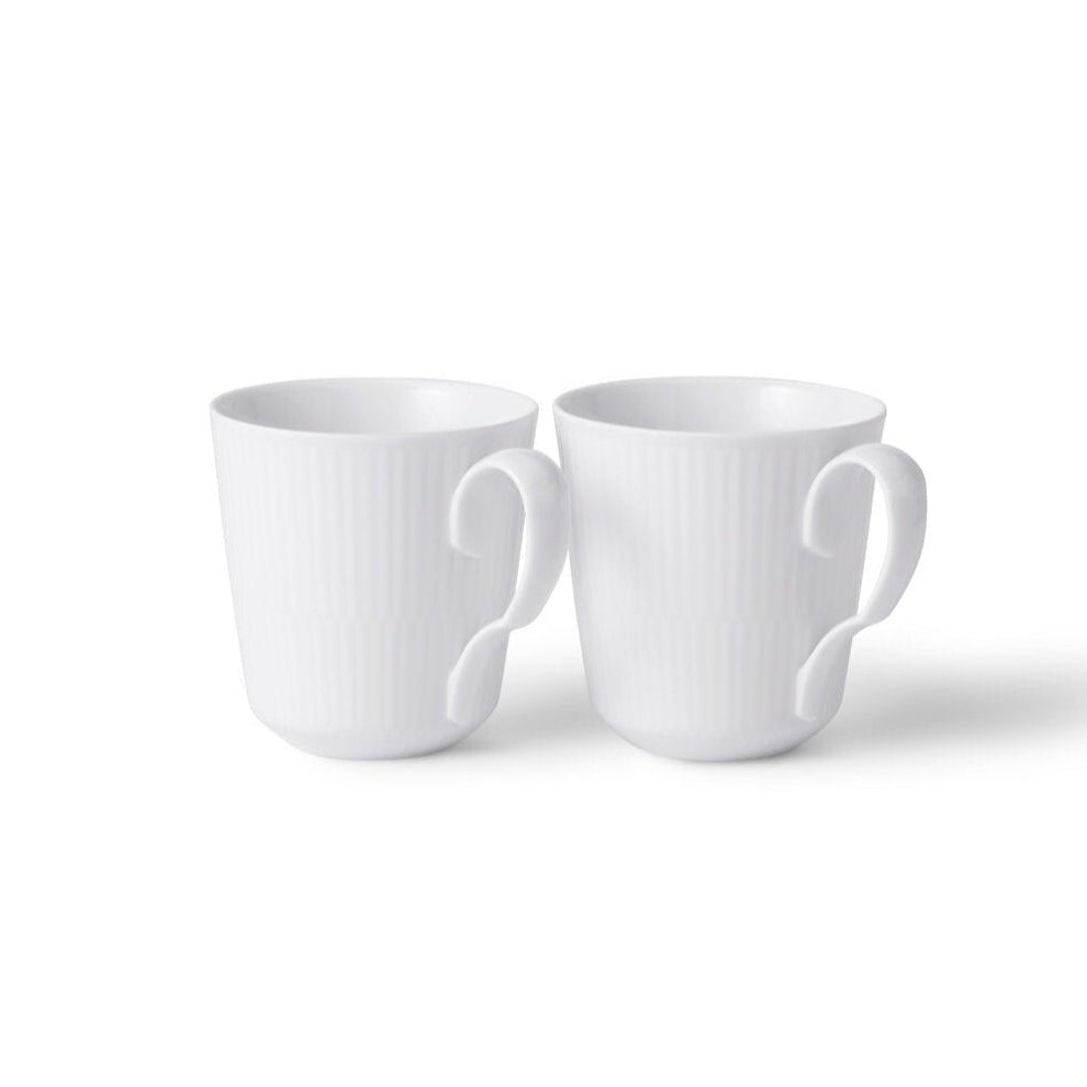 Hvid Riflet krus, 28 cl - 2-pak