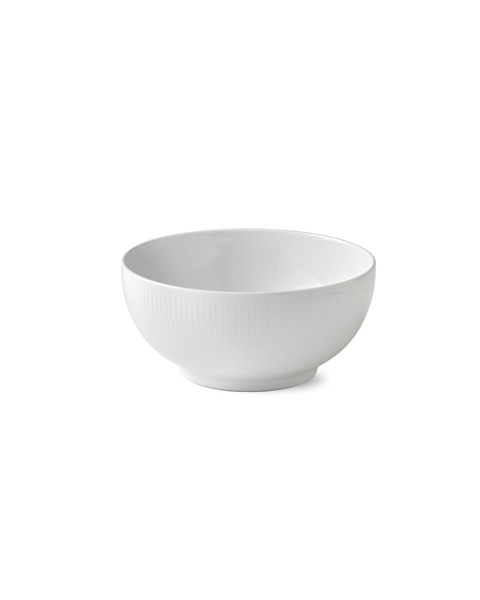 Hvid Riflet skål - 21 cm.