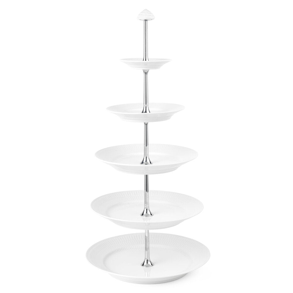Hvid Riflet etagere - 5 Lag
