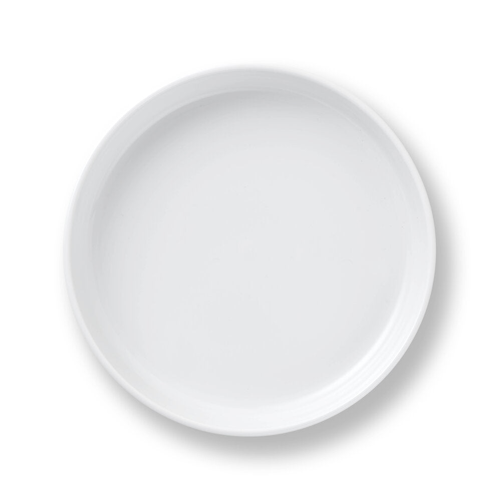 Hvid Riflet rundt ovnfast fad - Ø27 cm.