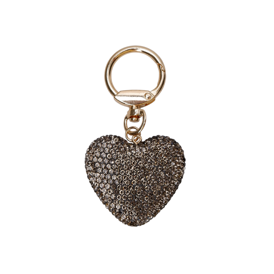 Heart Rhinestone nøglering - Gun Metal