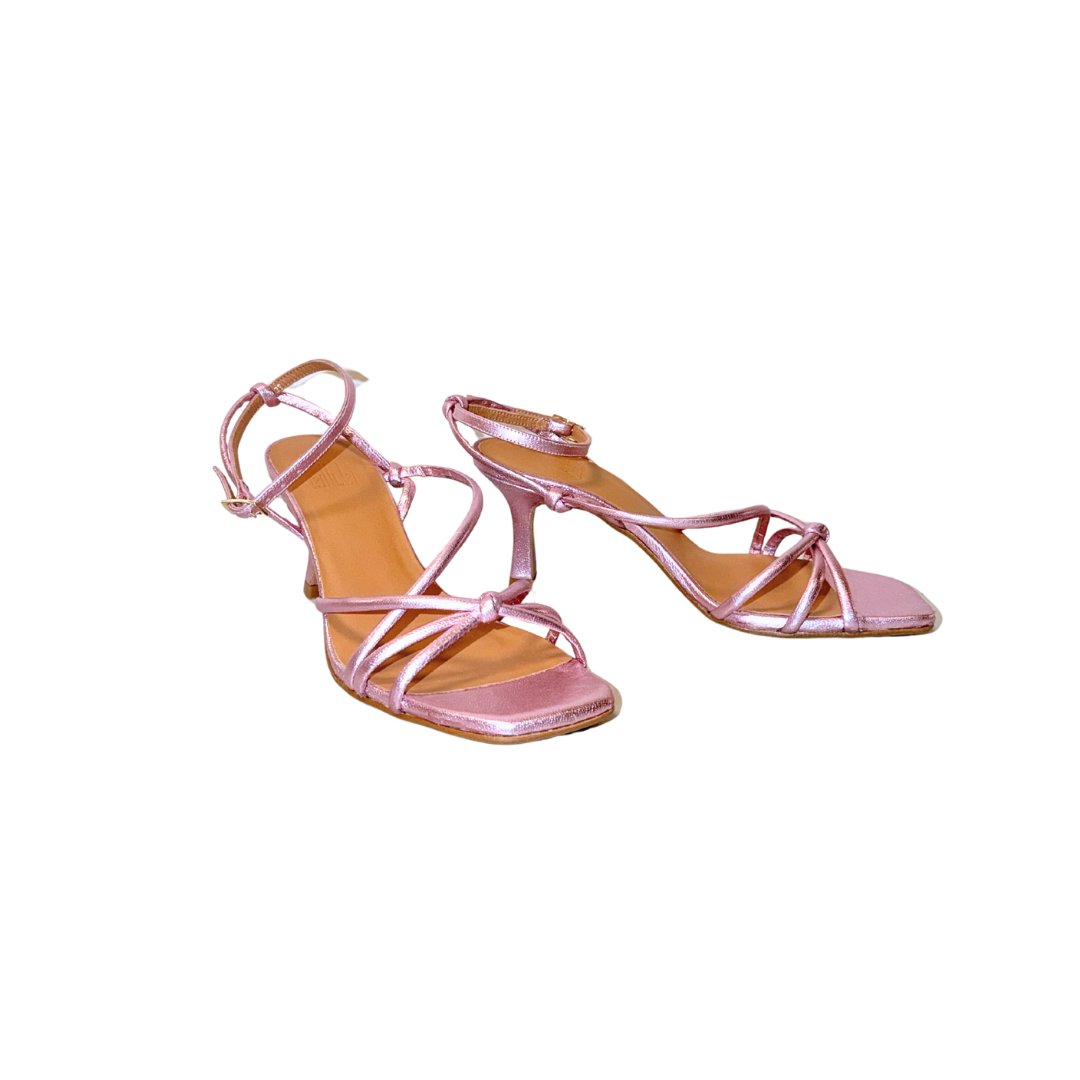 Sandal med hæl - Rose metallic 778