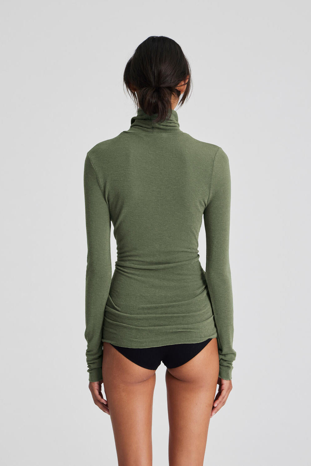 Anna Wool Turtleneck langærmet t-shirt - Olive Night