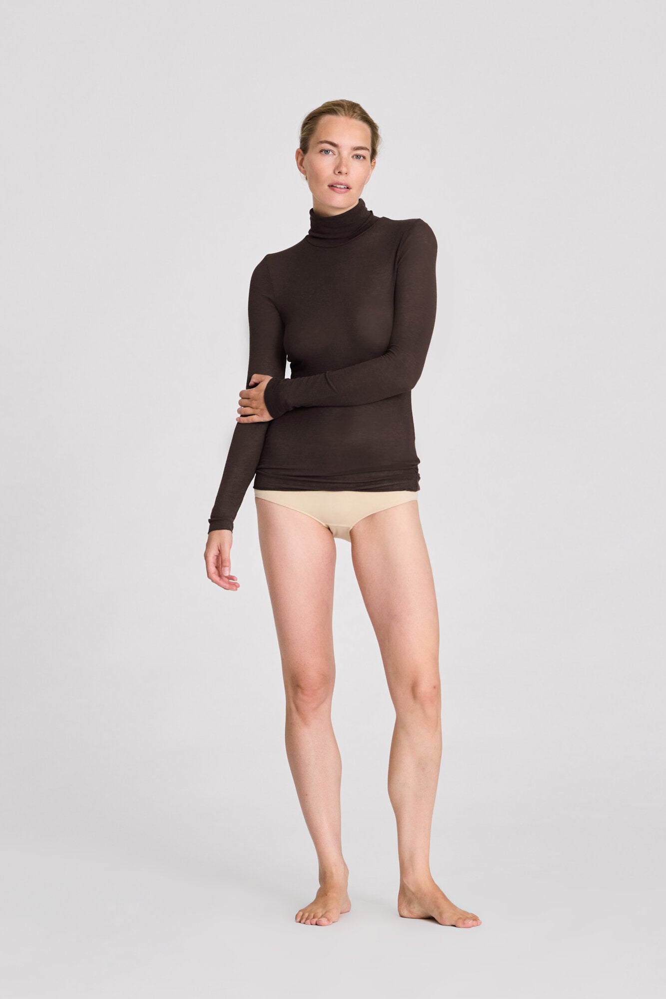 Anna Wool Turtleneck langærmet t-shirt - Mulch
