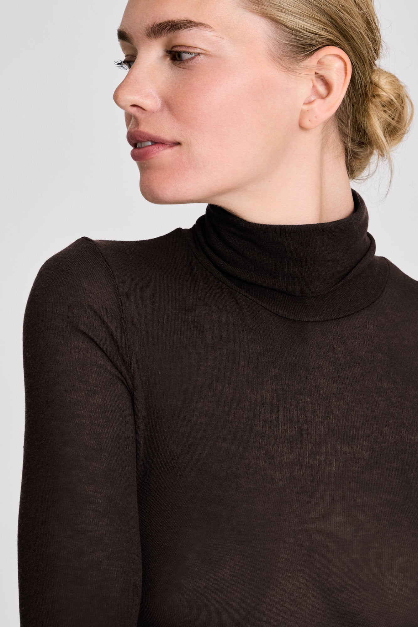 Anna Wool Turtleneck langærmet t-shirt - Mulch