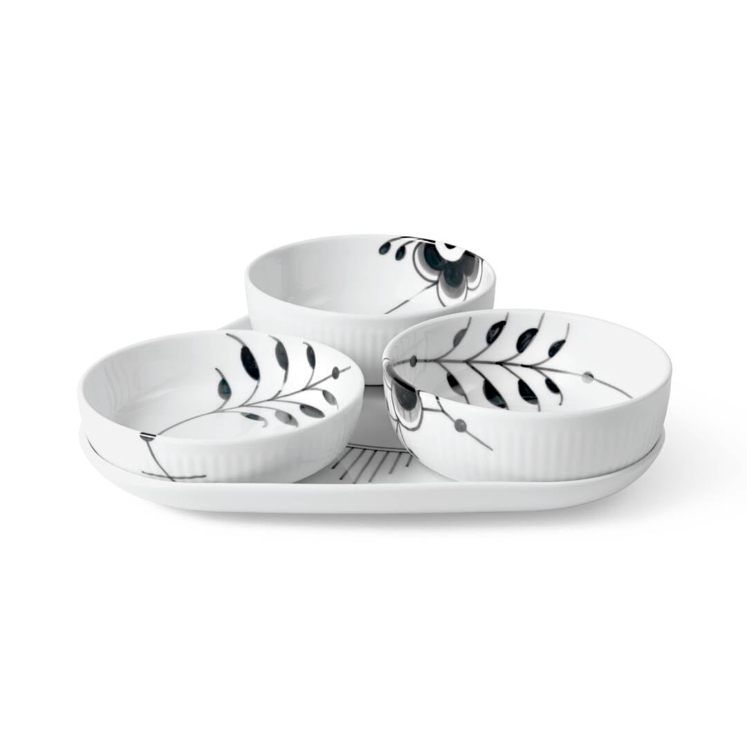 Sort Mega Riflet Serveringssæt 4 dele