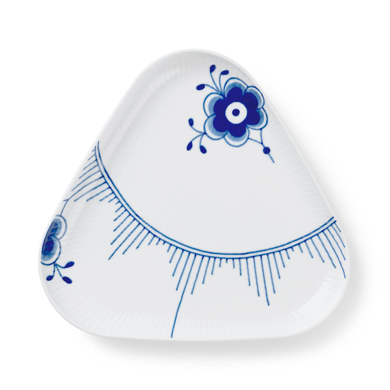 Blå Mega Riflet Triangle fad - L23 cm