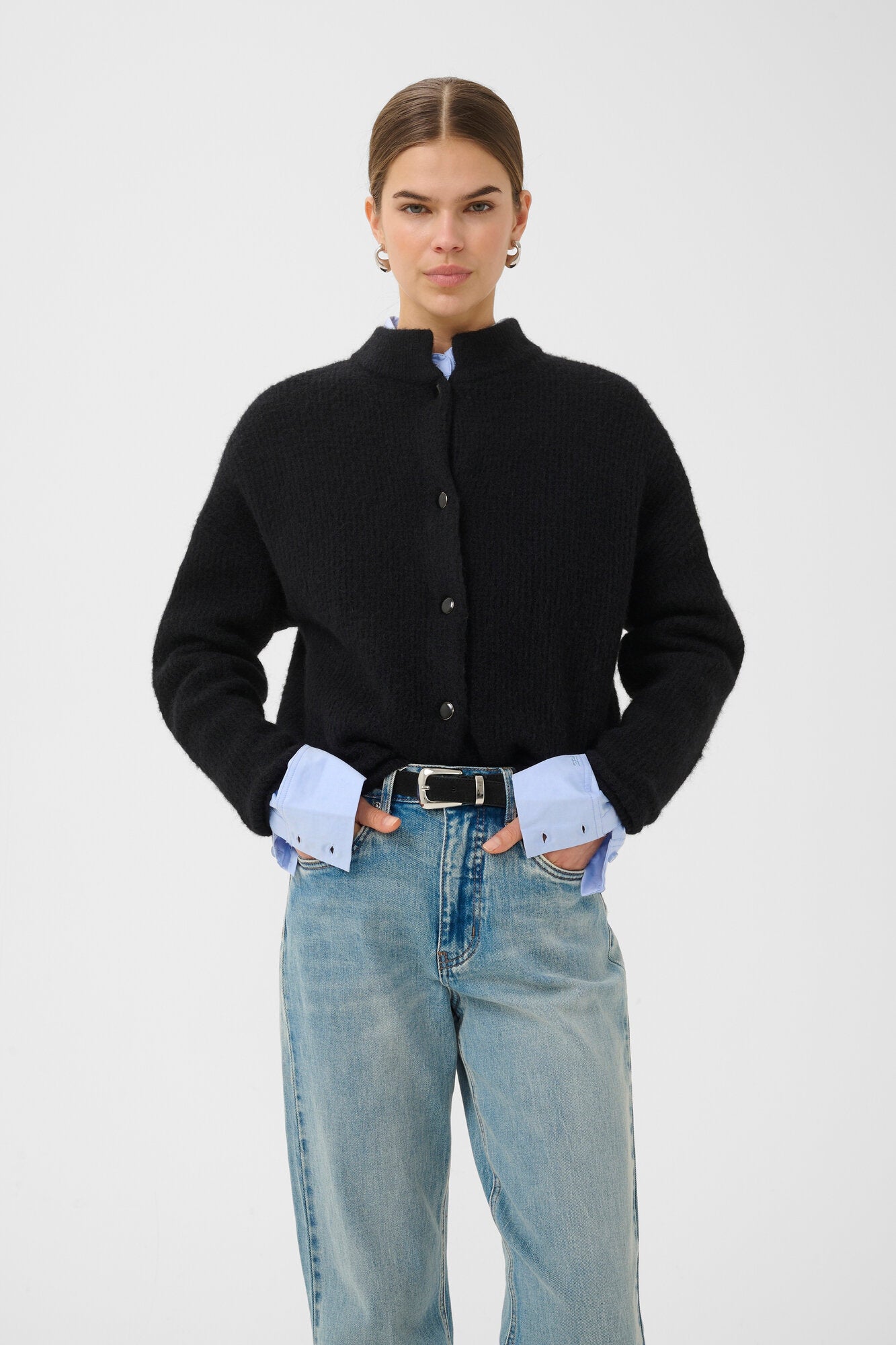 AlphaGZ uldcardigan - Navy melange