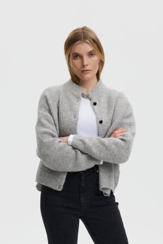AlphaGZ uldcardigan - Light Grey Melange