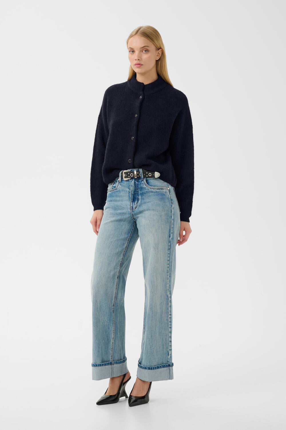 AlphaGZ uldcardigan - Navy melange