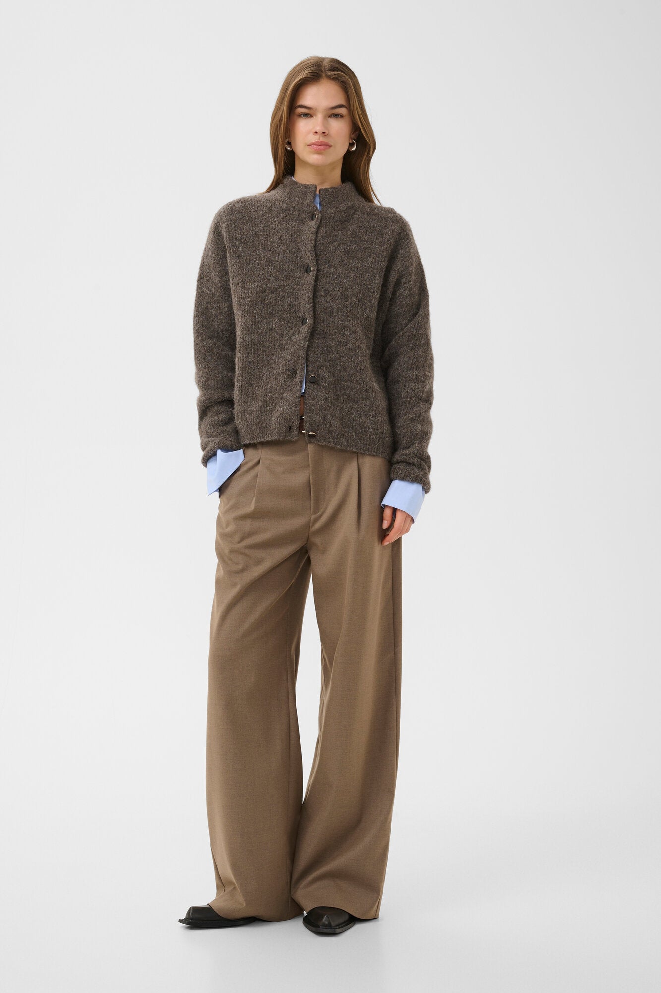 AlphaGZ uldcardigan - Chestnut Melange
