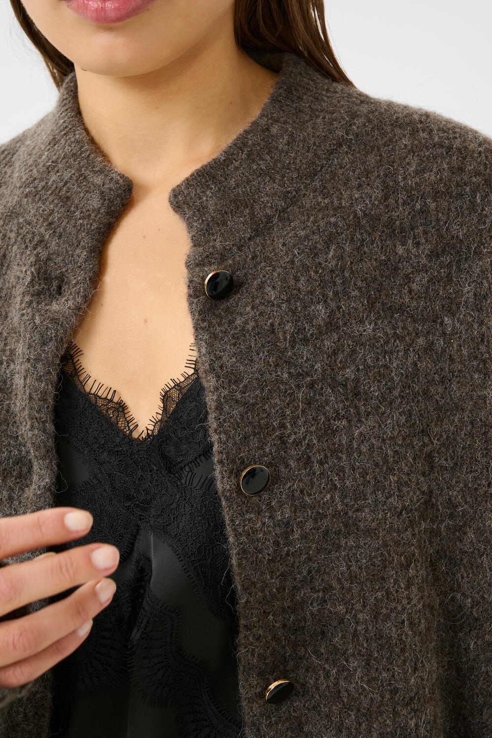 AlphaGZ uldcardigan - Chestnut Melange