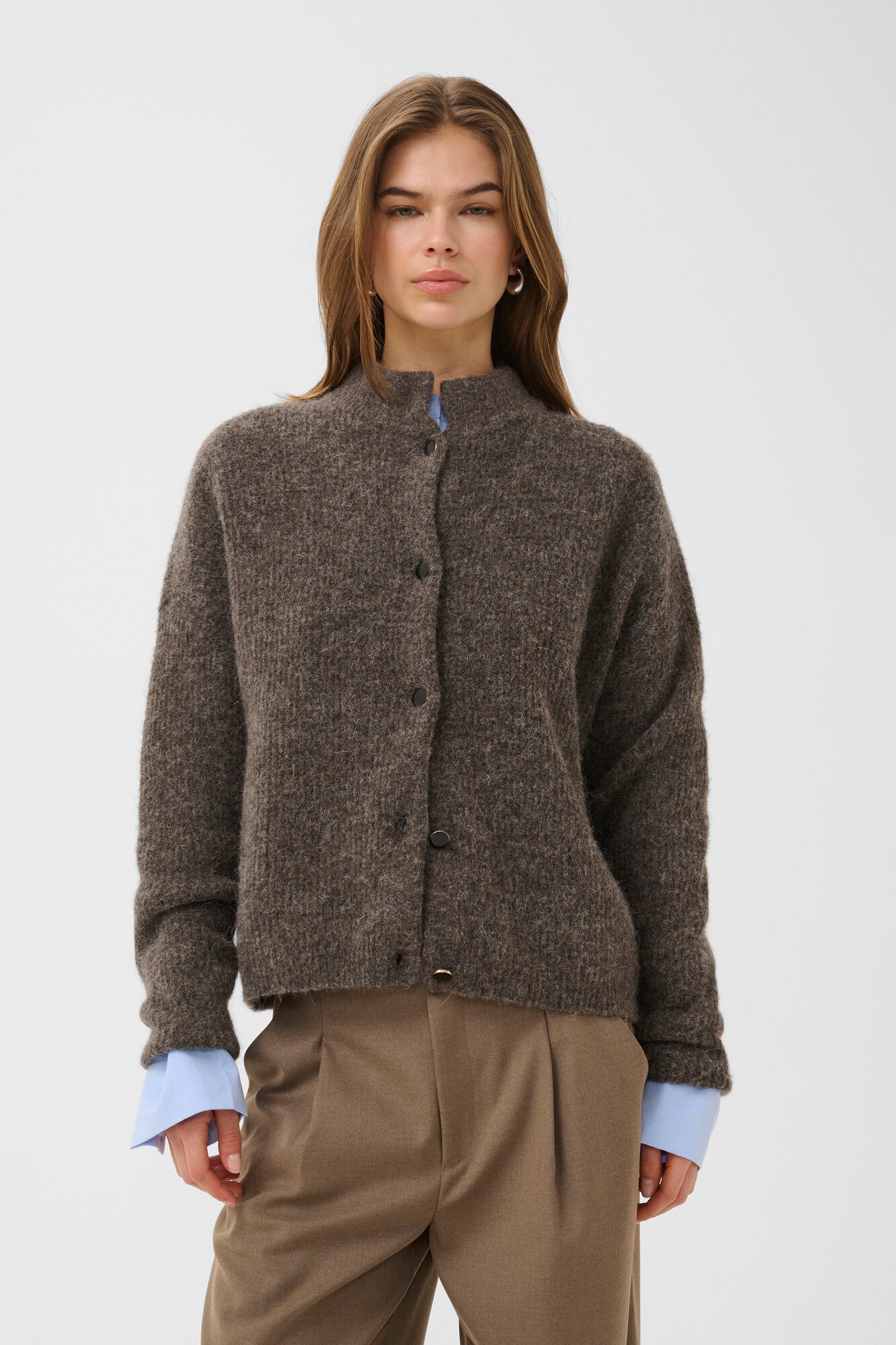 AlphaGZ uldcardigan - Chestnut Melange