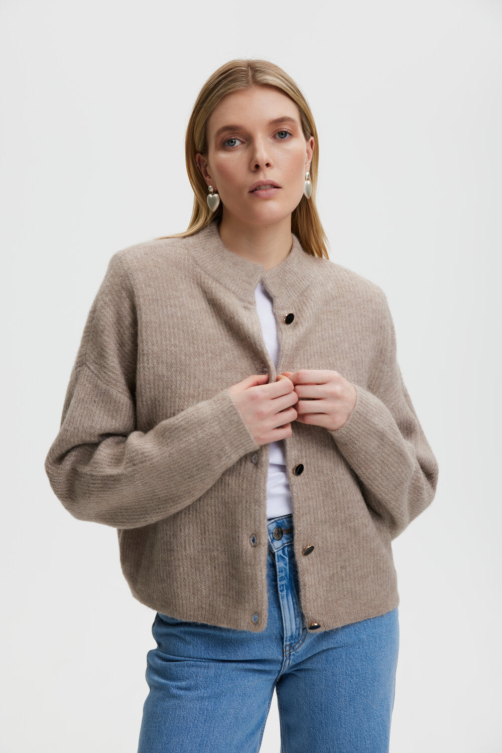 AlphaGZ uldcardigan - Warm Sand Melange