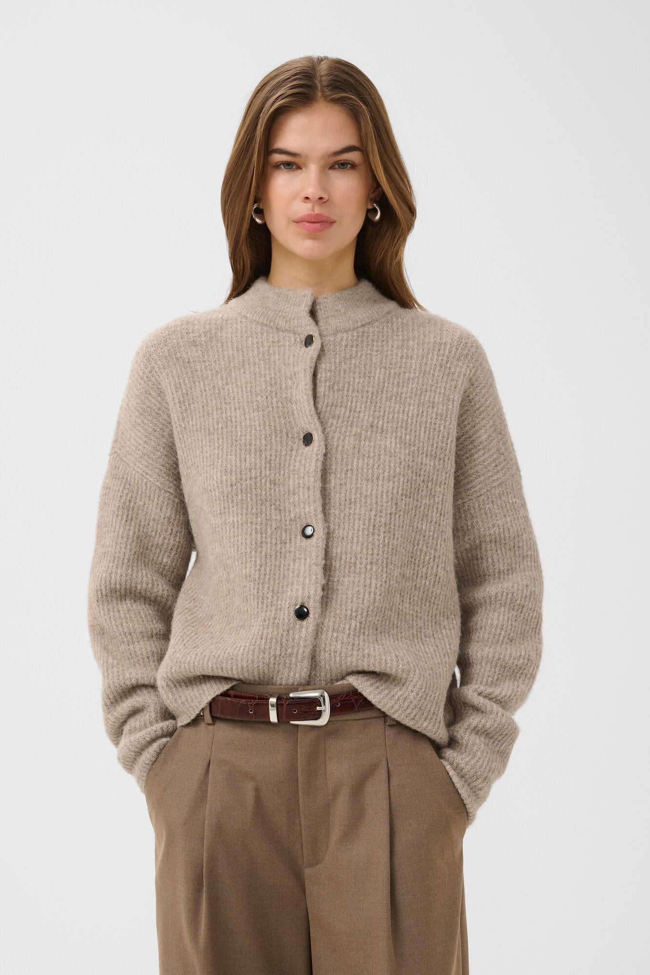 AlphaGZ uldcardigan - Warm Sand Melange