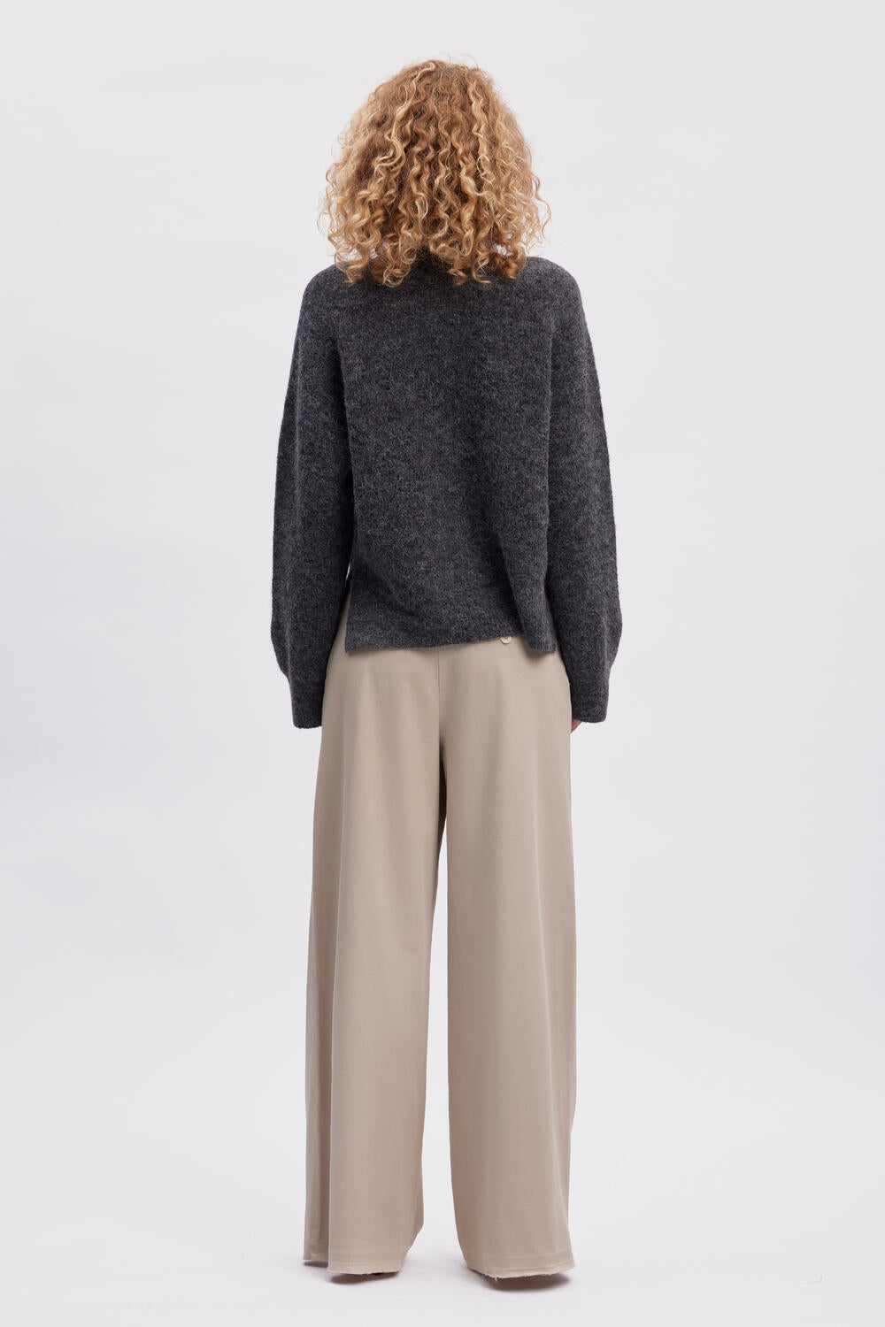 AlphaGZ rullekrave uldstriktrøje - Charcoal Melange