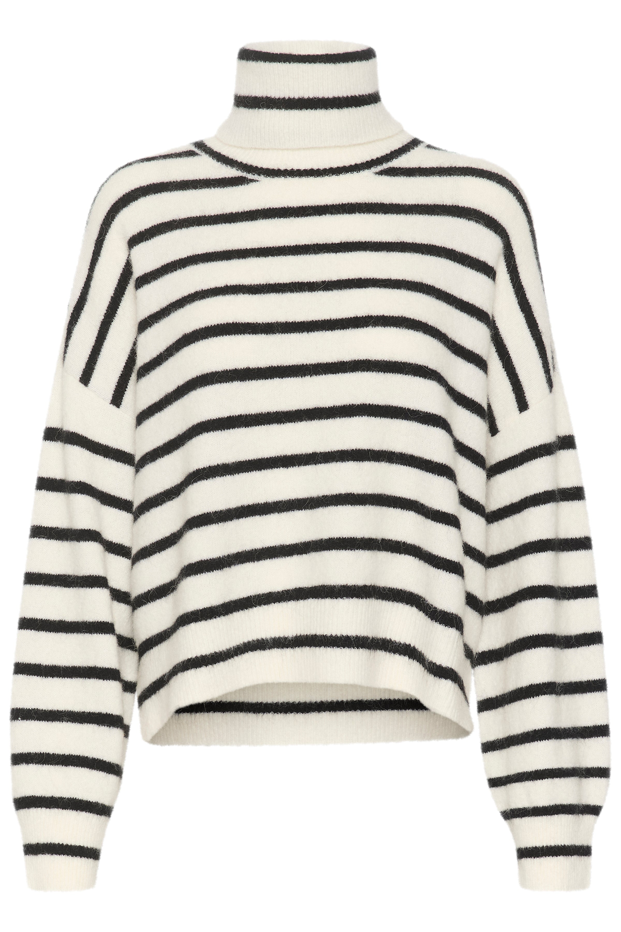 AlphaGZ striped rullekrave uldstriktrøje - Ivory Black Striped