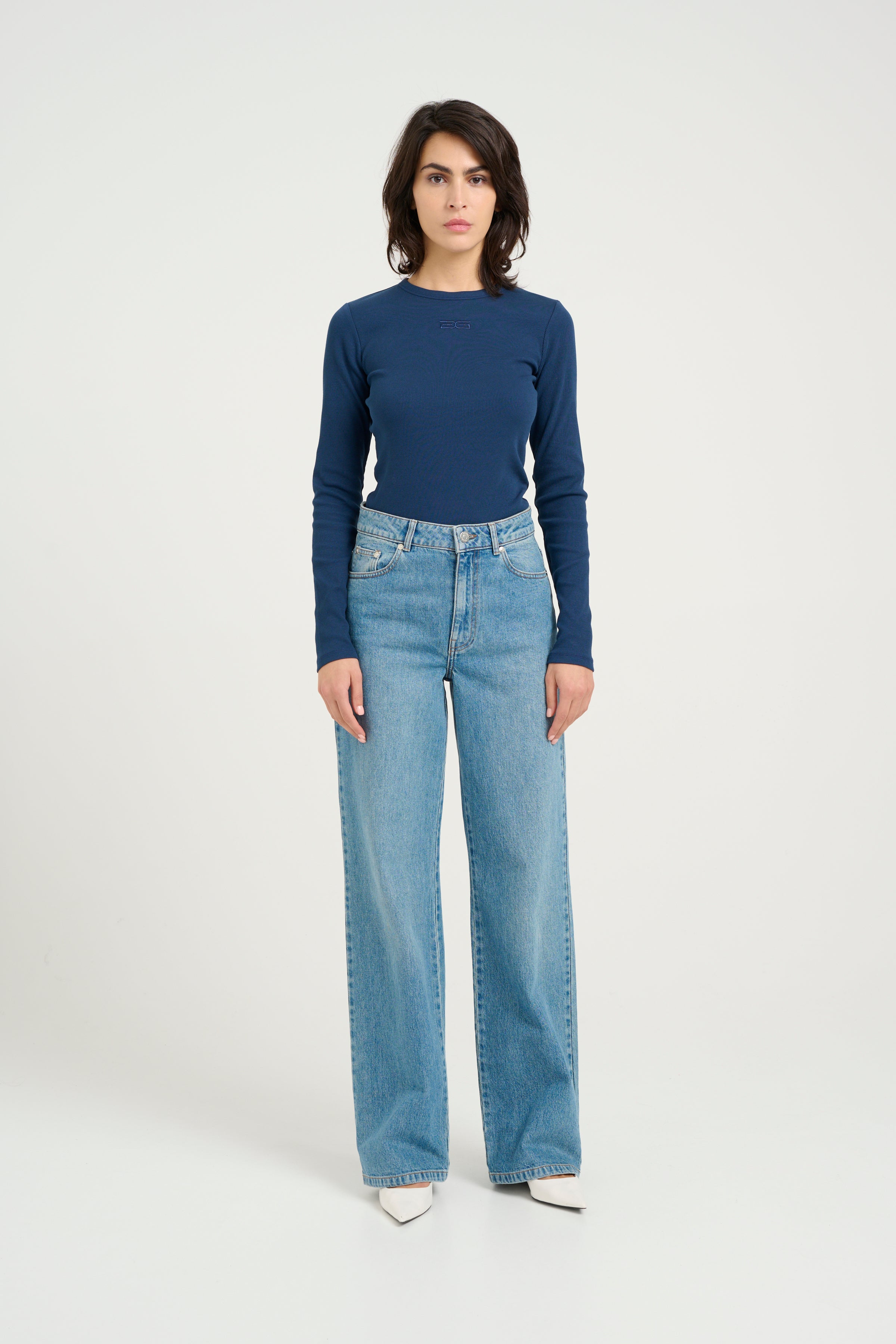 ZolinaGZ wide leg jeans - Washed Mid Blue