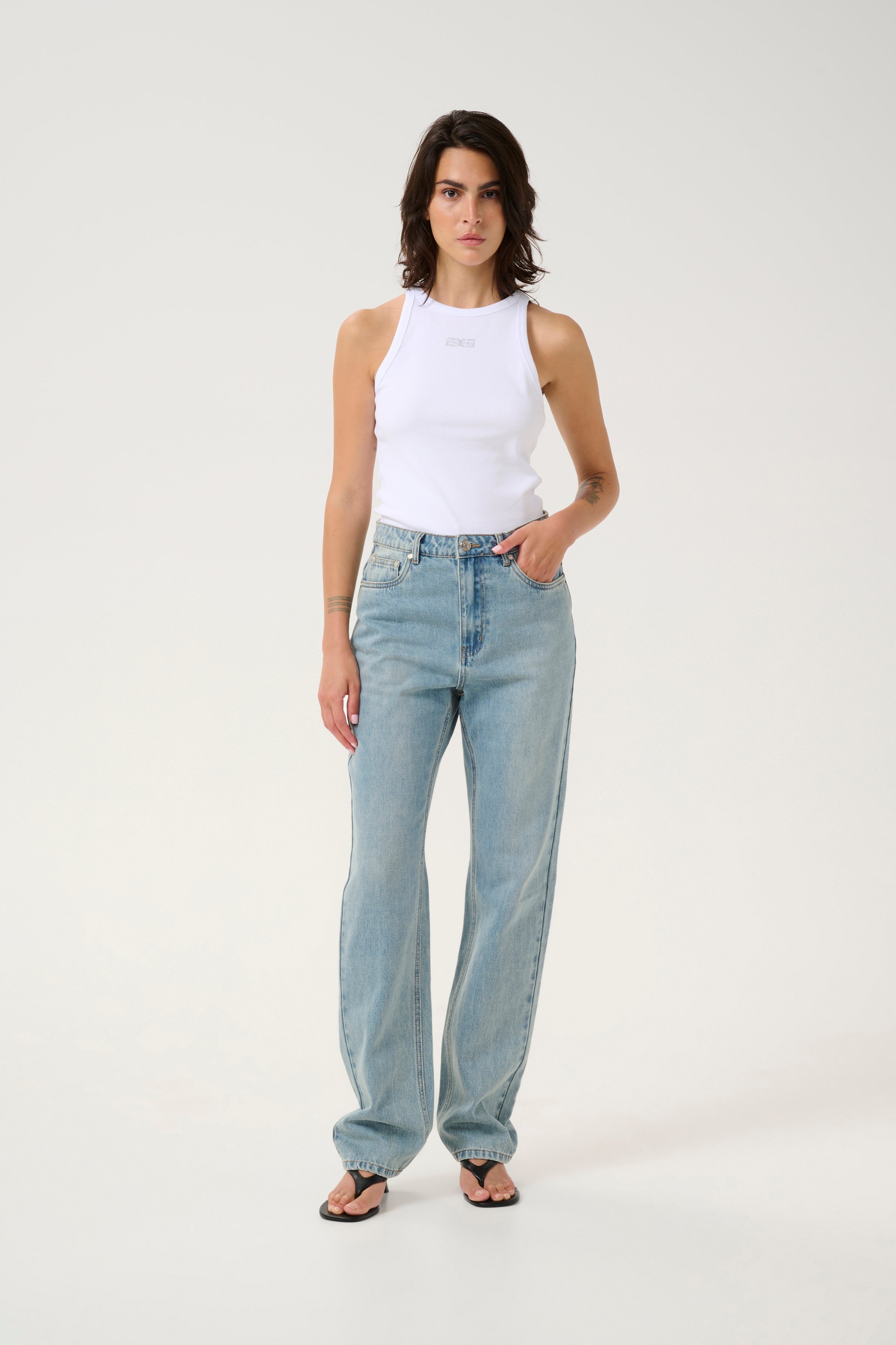 DrewGZ Rhinestone Logo tanktop - Bright White