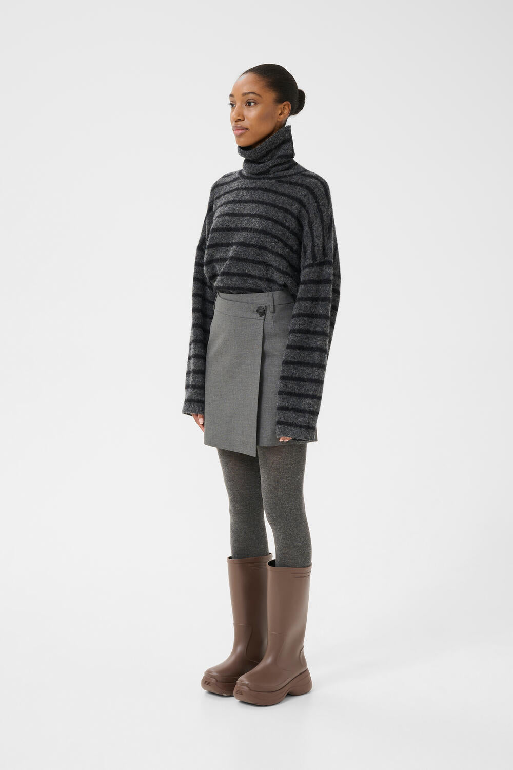 GZpaula Wrap nederdel - Dark grey melange