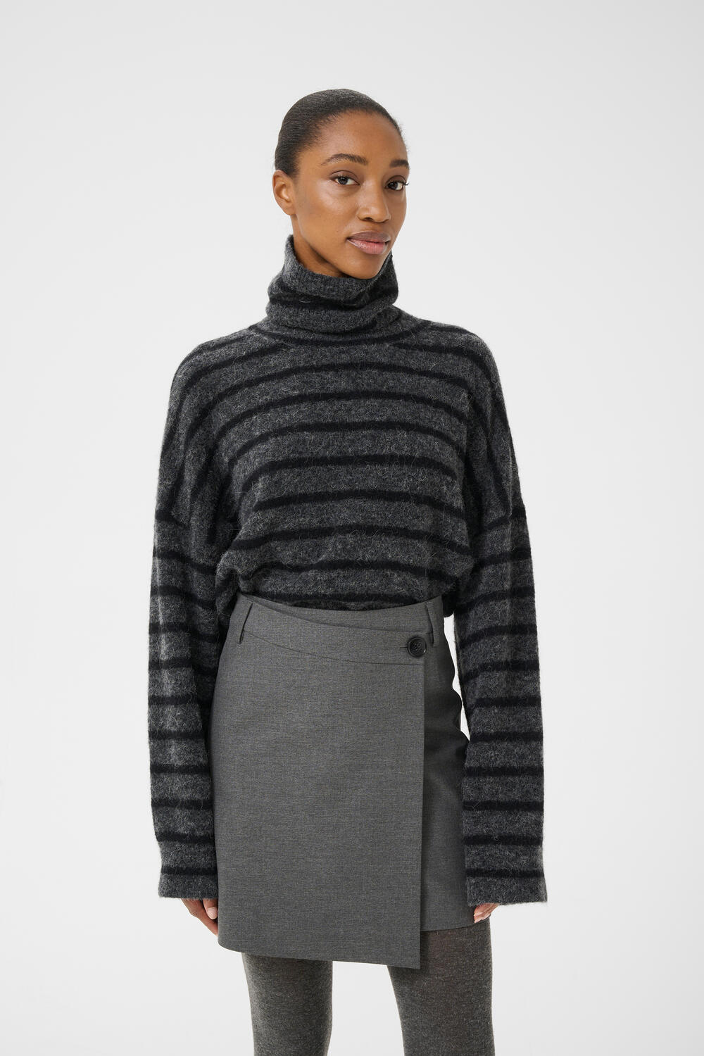 GZpaula Wrap nederdel - Dark grey melange