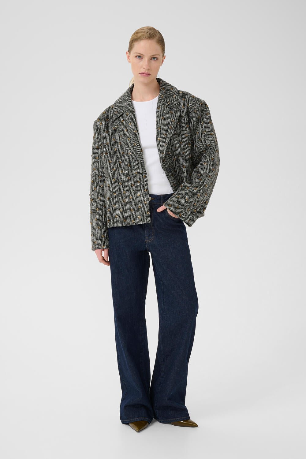 GZriva blazer - Herringbone Black/Grey