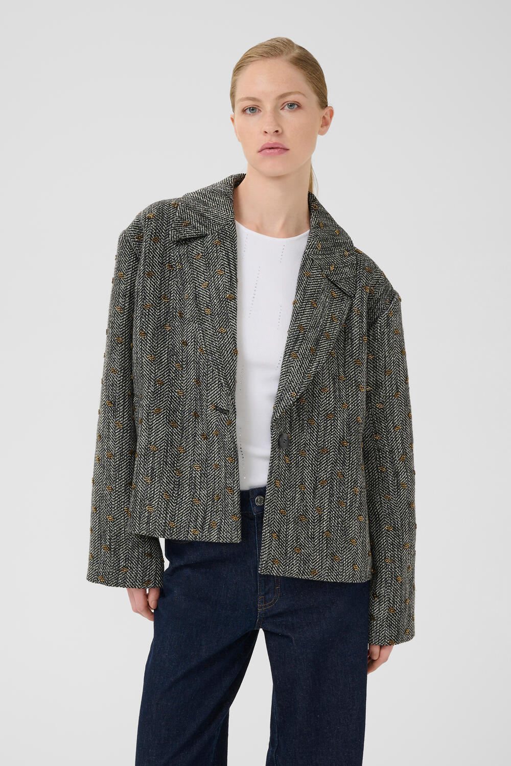 GZriva blazer - Herringbone Black/Grey