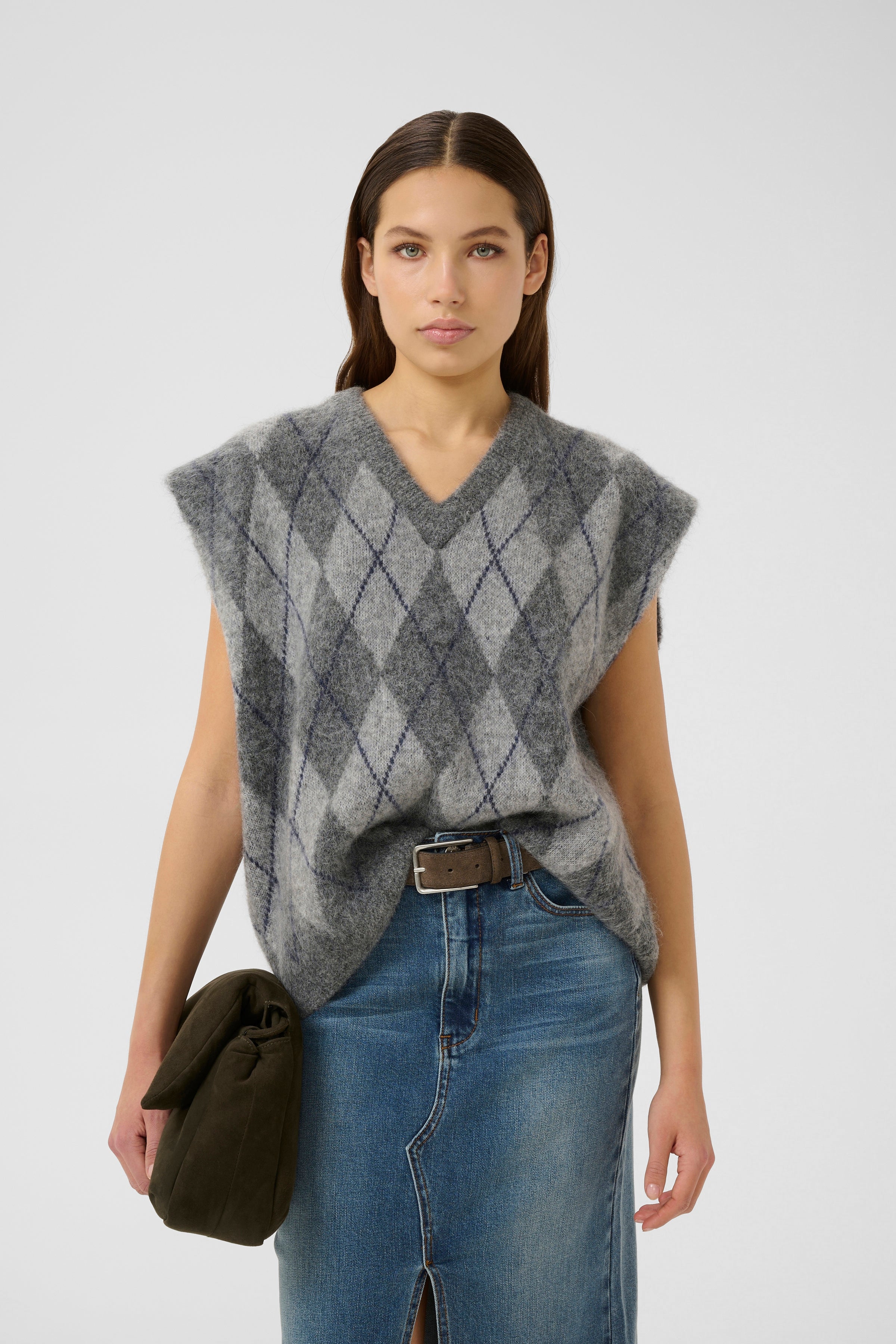 GZsasi vest - Check Dark Grey/Grey/Blue Comb