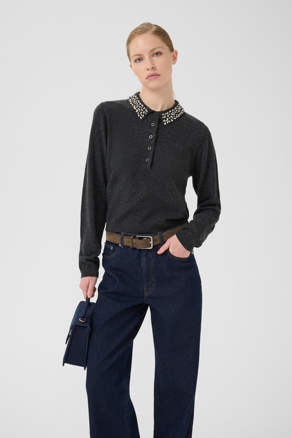 GZmanzi Deco Polo striktrøje - Deep Graphite Melange