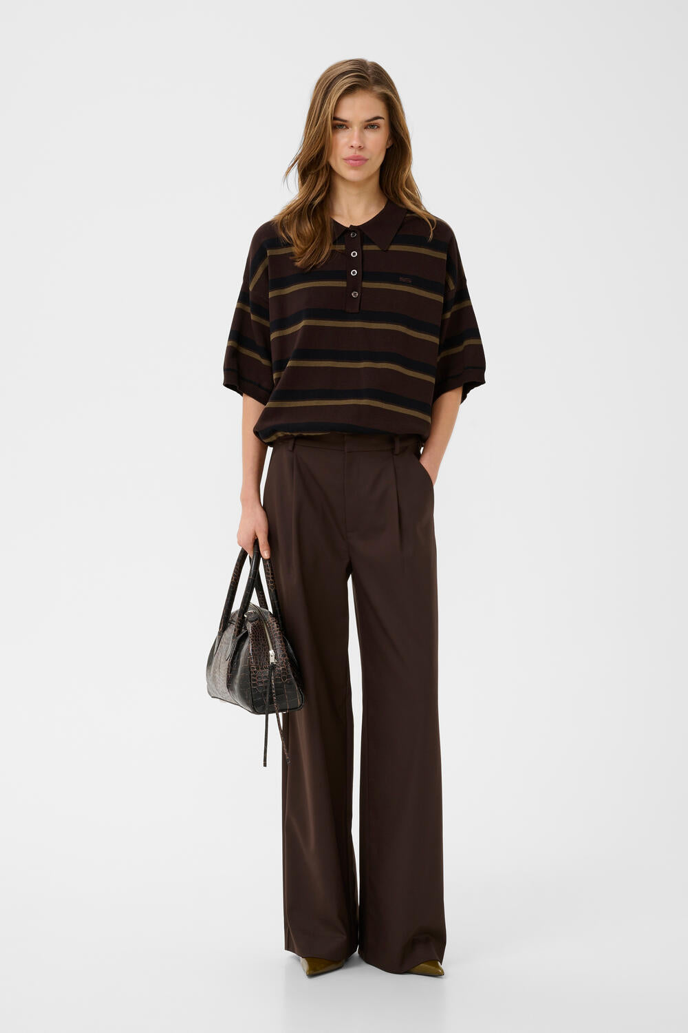 GZtaia strikket polotrøje - Molé/Black/Military Olive