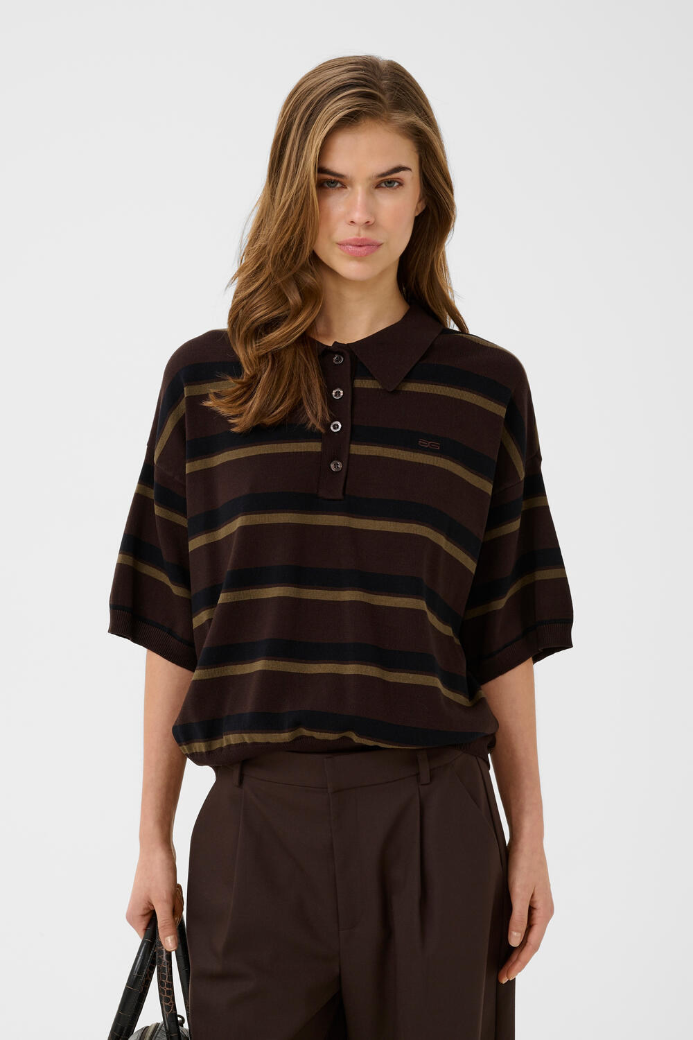 GZtaia strikket polotrøje - Molé/Black/Military Olive