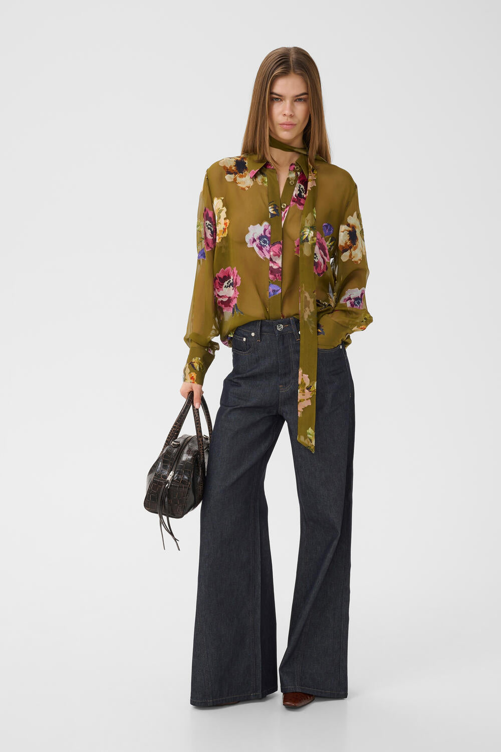 GZdarcia P skjorte - Olive Green flower