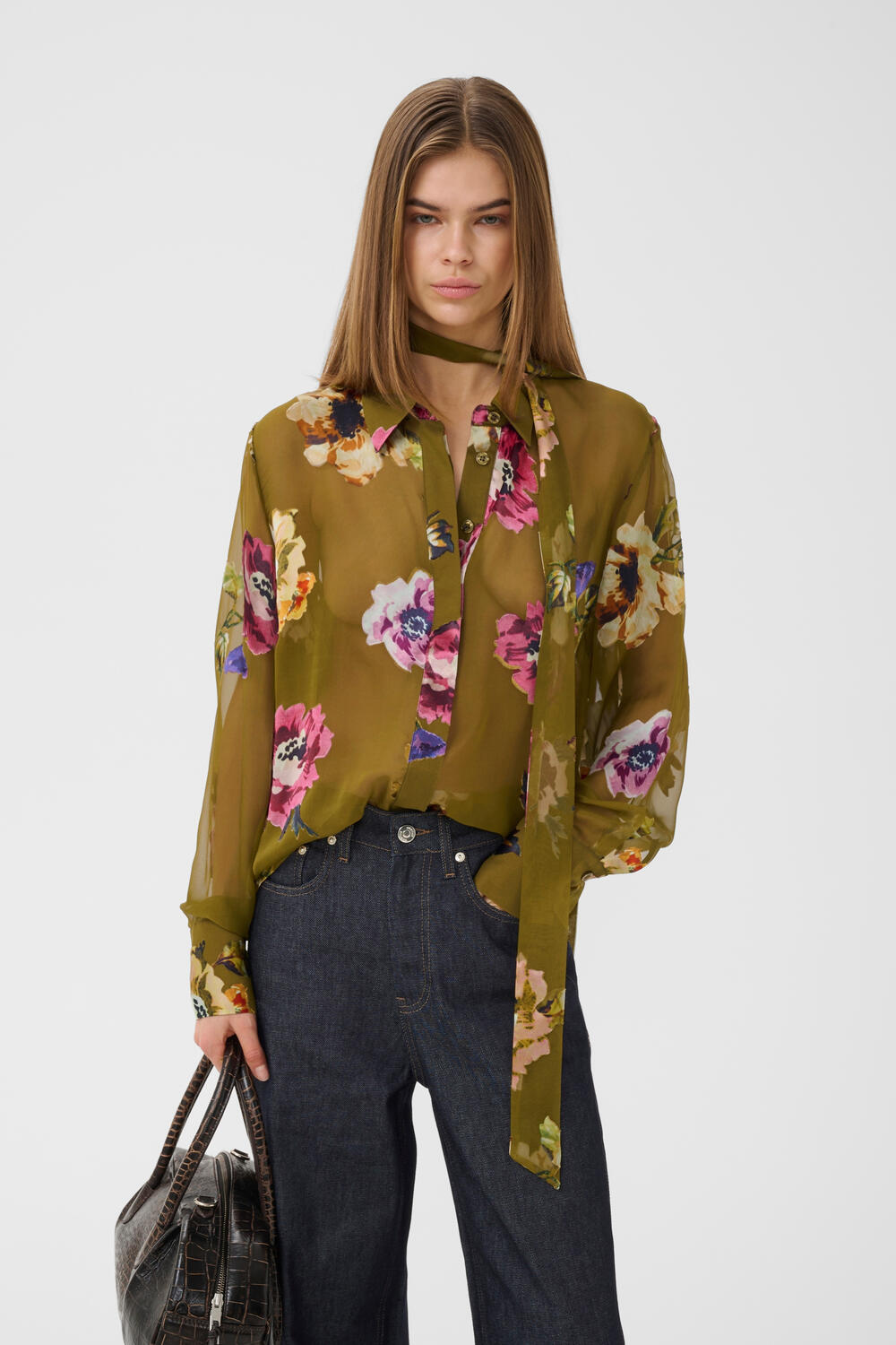 GZdarcia P skjorte - Olive Green flower