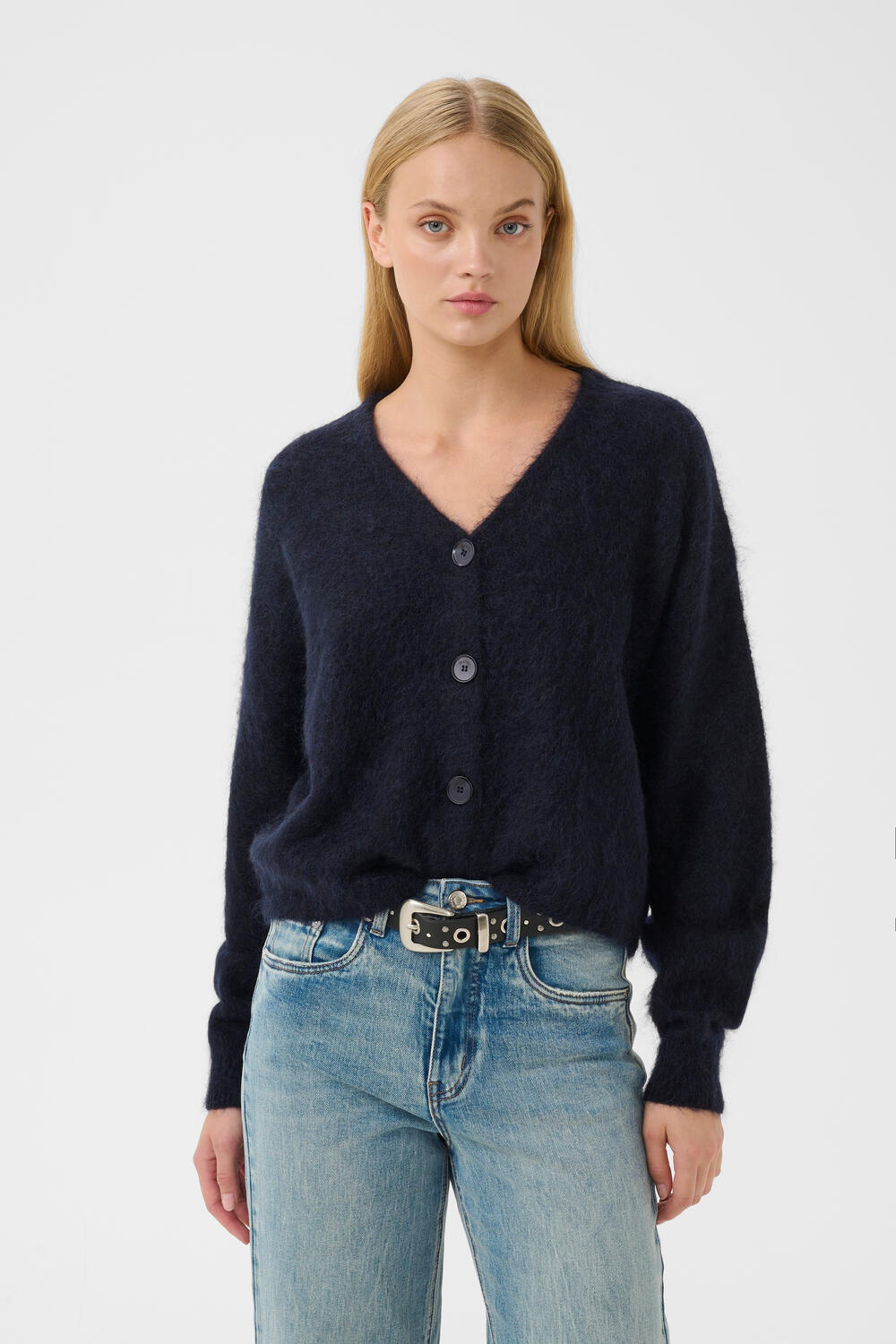 GZdebbie V uldcardigan - Navy melange