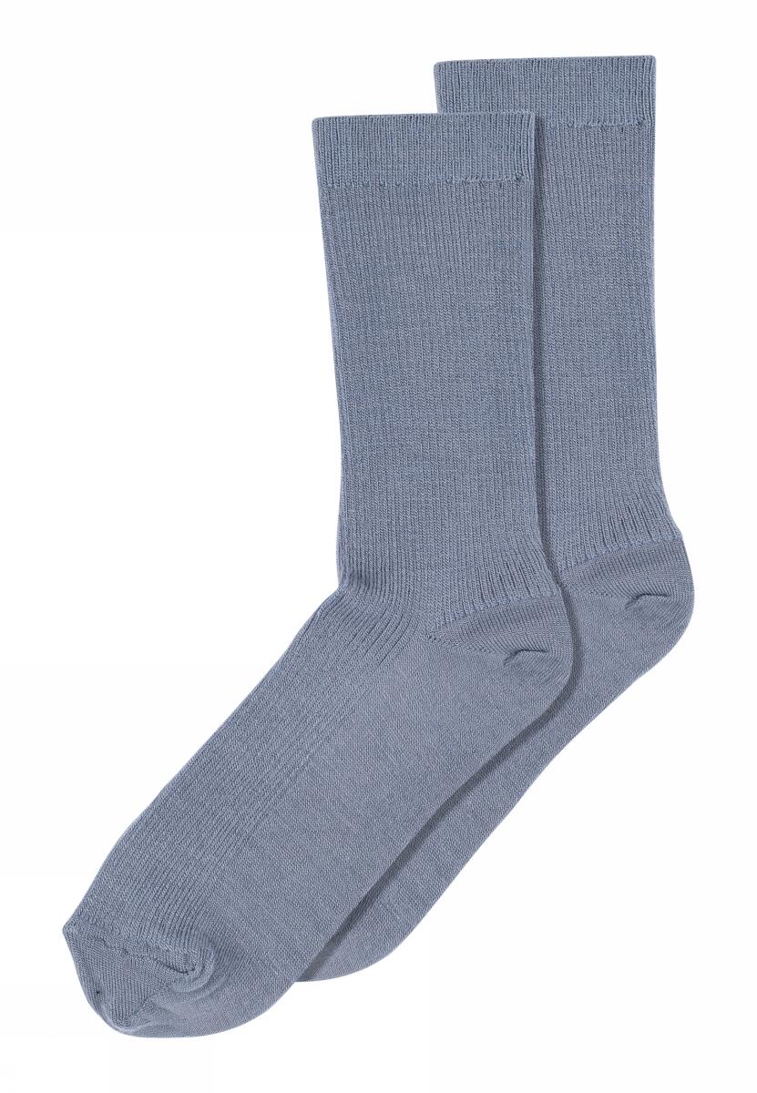 Fine Wool Rib strømper - Stone Blue