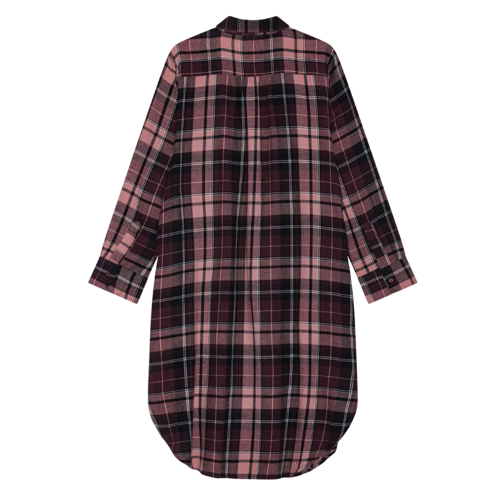 Reason Check skjortekjole – Burgundy/Rose